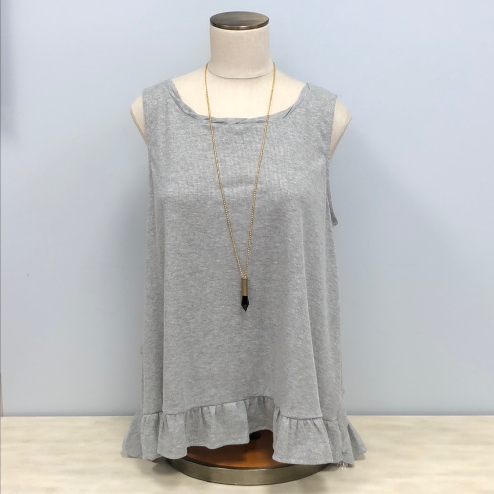 Ribbed lace back tank top